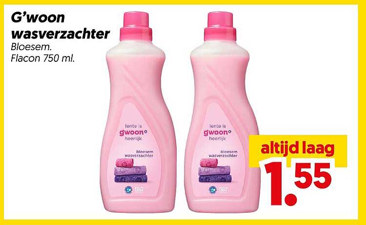 G'woon wasverzachter Bloesem. Flacon 750 ml. altijd laag