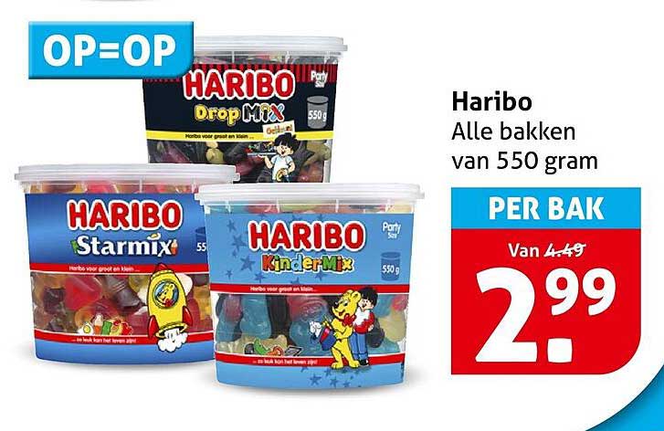 Haribo Alle bakken van 550 gram PER BAK