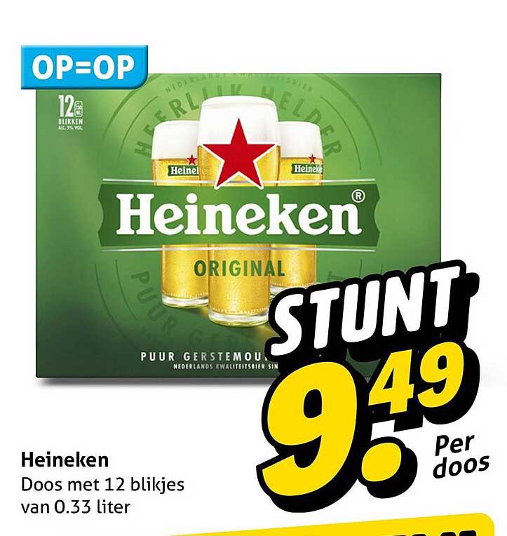 Heineken Doos met 12 blikjes van 0.33 liter
