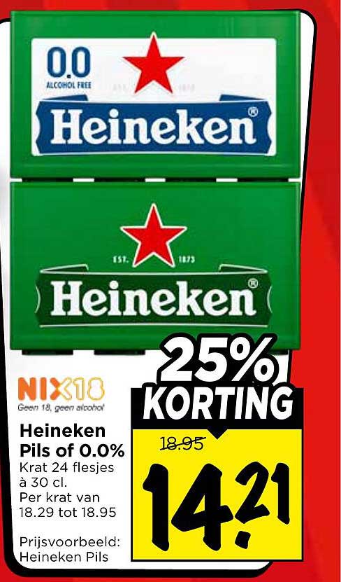 Heineken Pils of 0.0% 25% KORTING