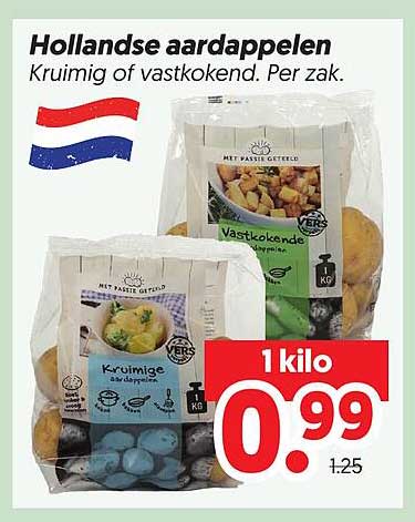Hollandse aardappelen Kruimig of vastkokend. Per zak.