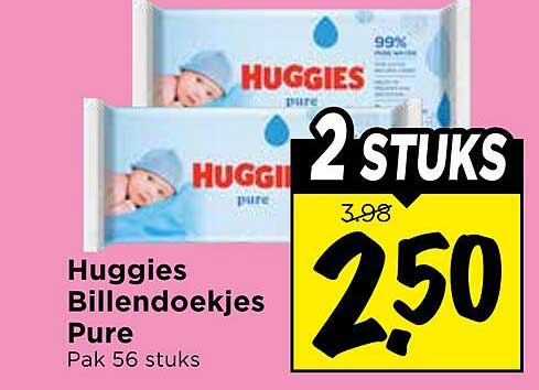 Huggies Billendoekjes Pure Pak 56 stuks 2 stuks