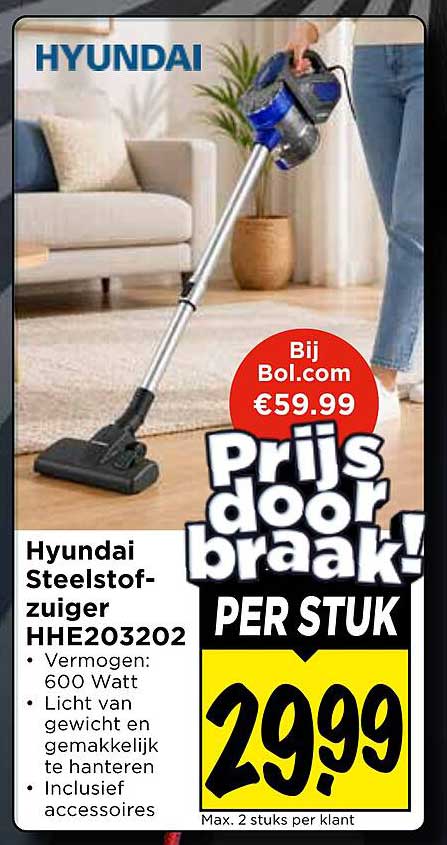 Hyundai Steelstofzuiger HHE203202 Prijs doorbraak! PER STUK