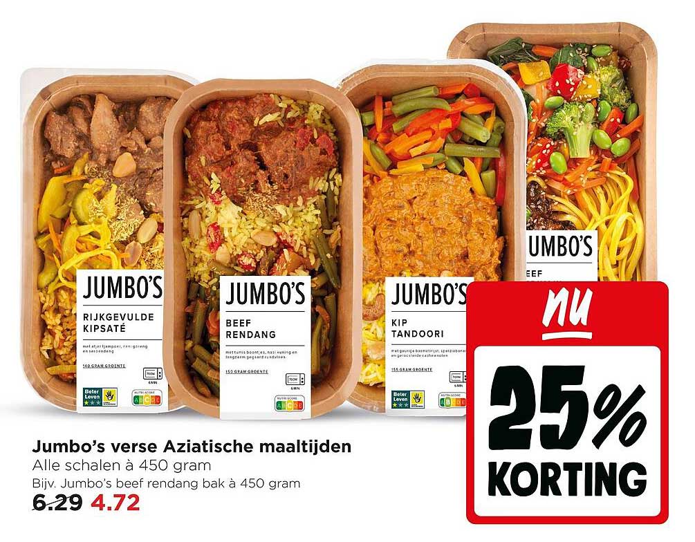 Jumbo’s verse Aziatische maaltijden 25% korting