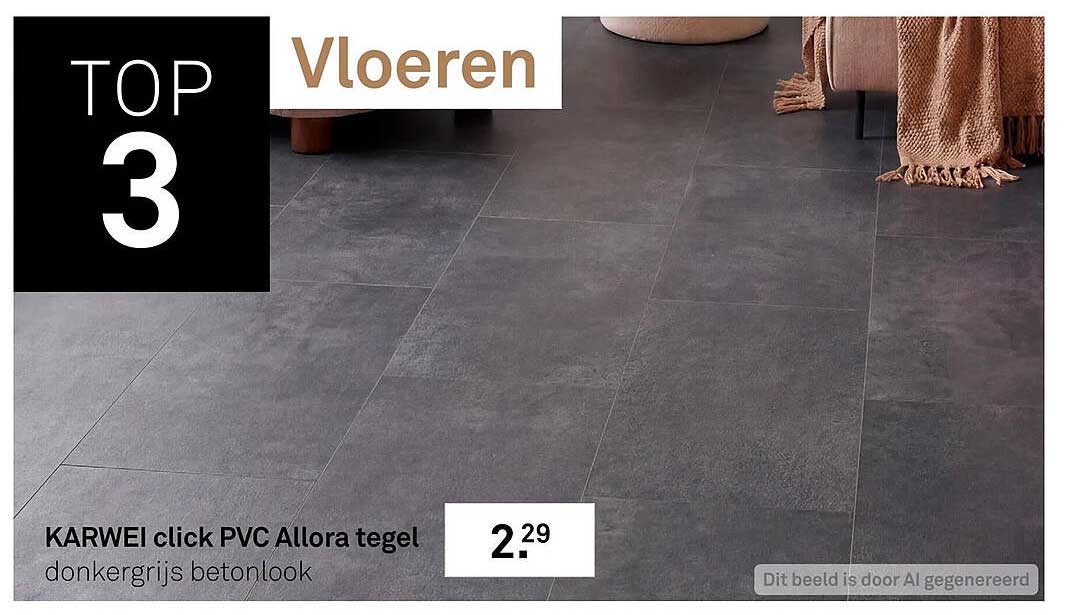 KARWEI click PVC Allora tegel donkergijs betonlook