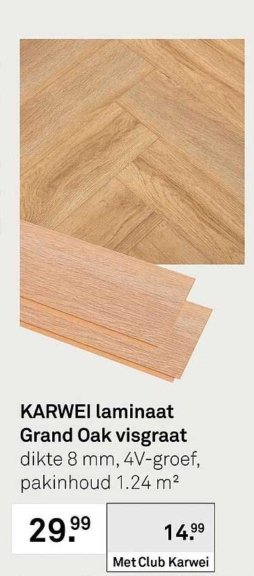 KARWEI laminaat Grand Oak visgraat dikte 8 mm, 4V-groef, pakinhoud 1.24 m²