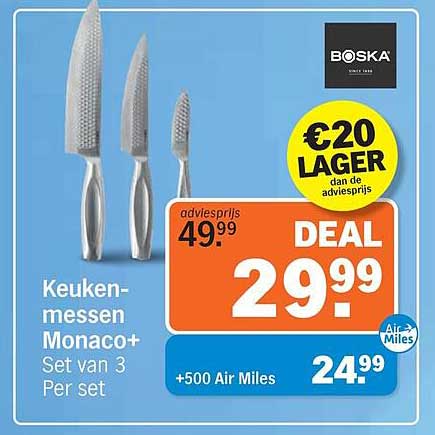 Keukenmessen Monaco+ Set van 3 Per set