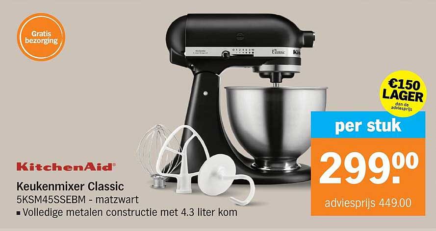 Keukenmixer Classic 5KSM45SSEBM - matzwart