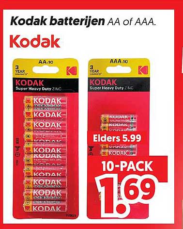 Kodak batterijen AA of AAA.
