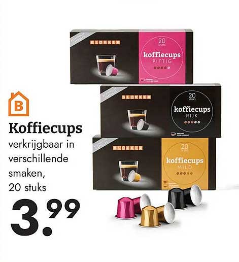 Koffiecups verkrijgbaar in verschillende smaken, 20 stuks