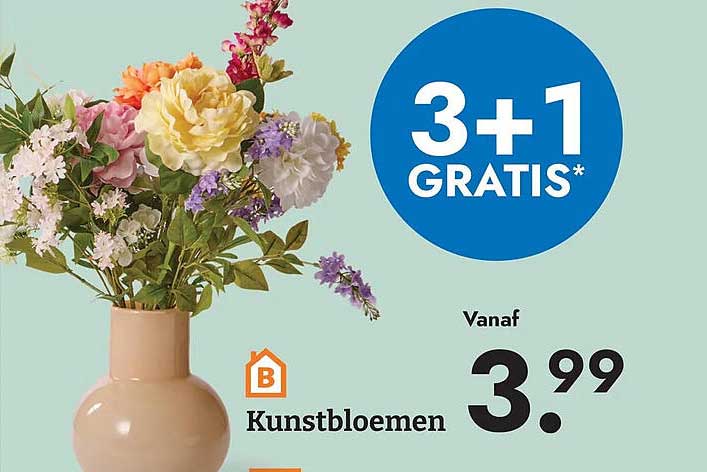 Kunstbloemen 3+1 gratis