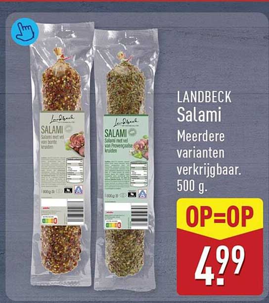 LANDBECK Salami Meerdere varianten verkrijgbaar. 500 g. OP=OP