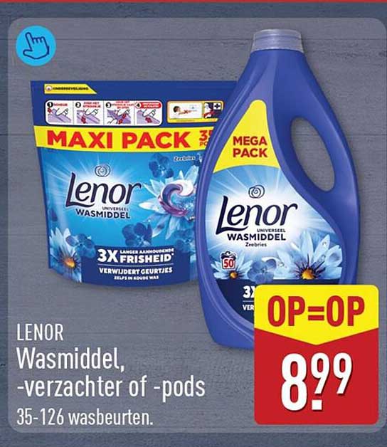LENOR Wasmiddel, -verzachter of -pods 35-126 wasbeurten. OP=OP