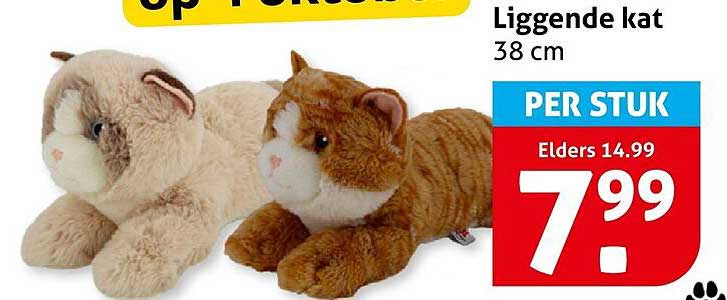 Liggende kat 38 cm