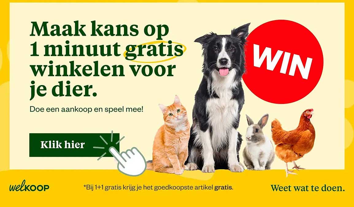 Maak kans op 1 minuut gratis winkelen voor je dier.