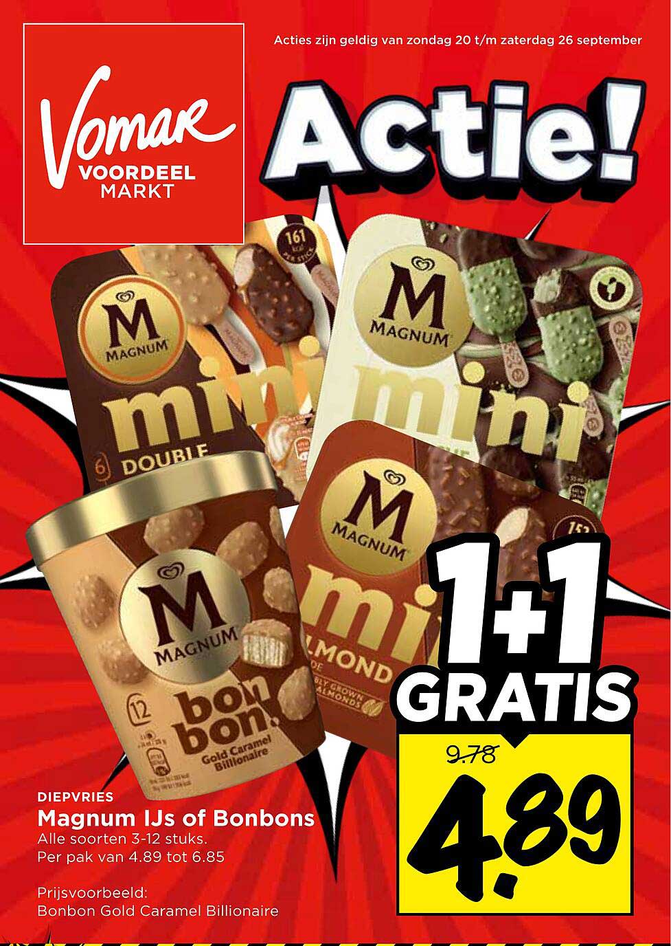 Magnum IJs of Bonbons 1+1 gratis