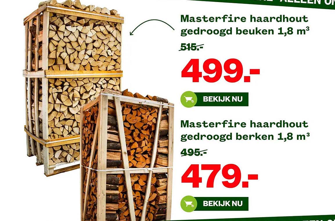 Masterfire haardhout gedroogd beuken 1,8 m³