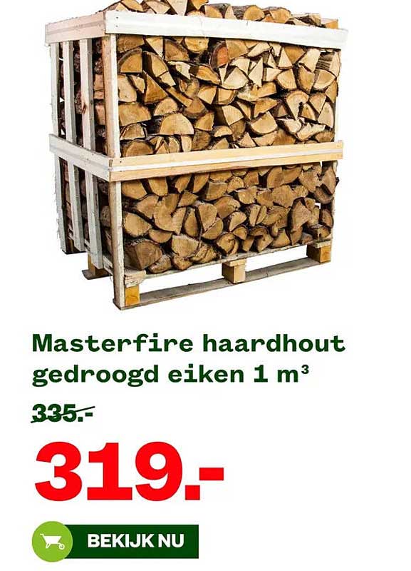Masterfire haardhout gedroogd eiken 1 m³