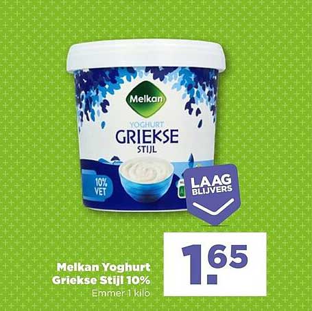 Melkan Yoghurt Griekse Stijl 10% Emmer 1 kilo