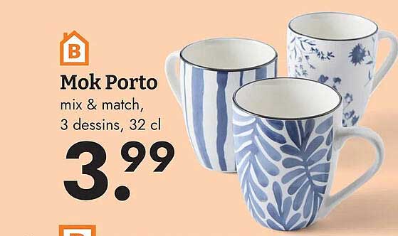 Mok Porto mix & match, 3 dessins, 32 cl