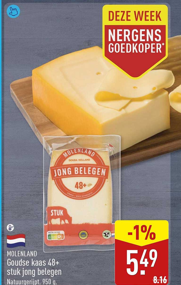 Molenland Goudse kaas 48+ stuk jong belegen