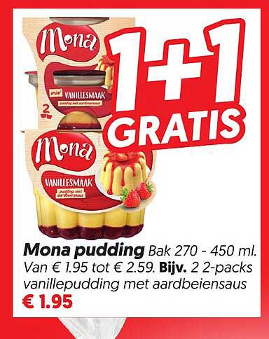 Mona pudding Bak 270 - 450 ml. 1+1 GRATIS