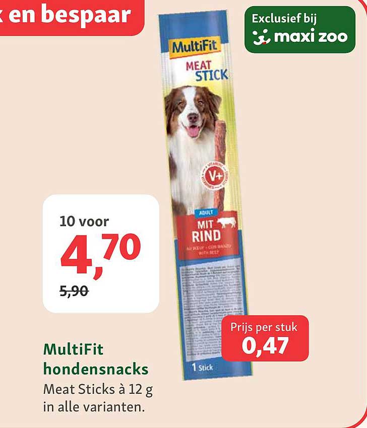 MultiFit hondensnacks Meat Sticks à 12 g in alle varianten