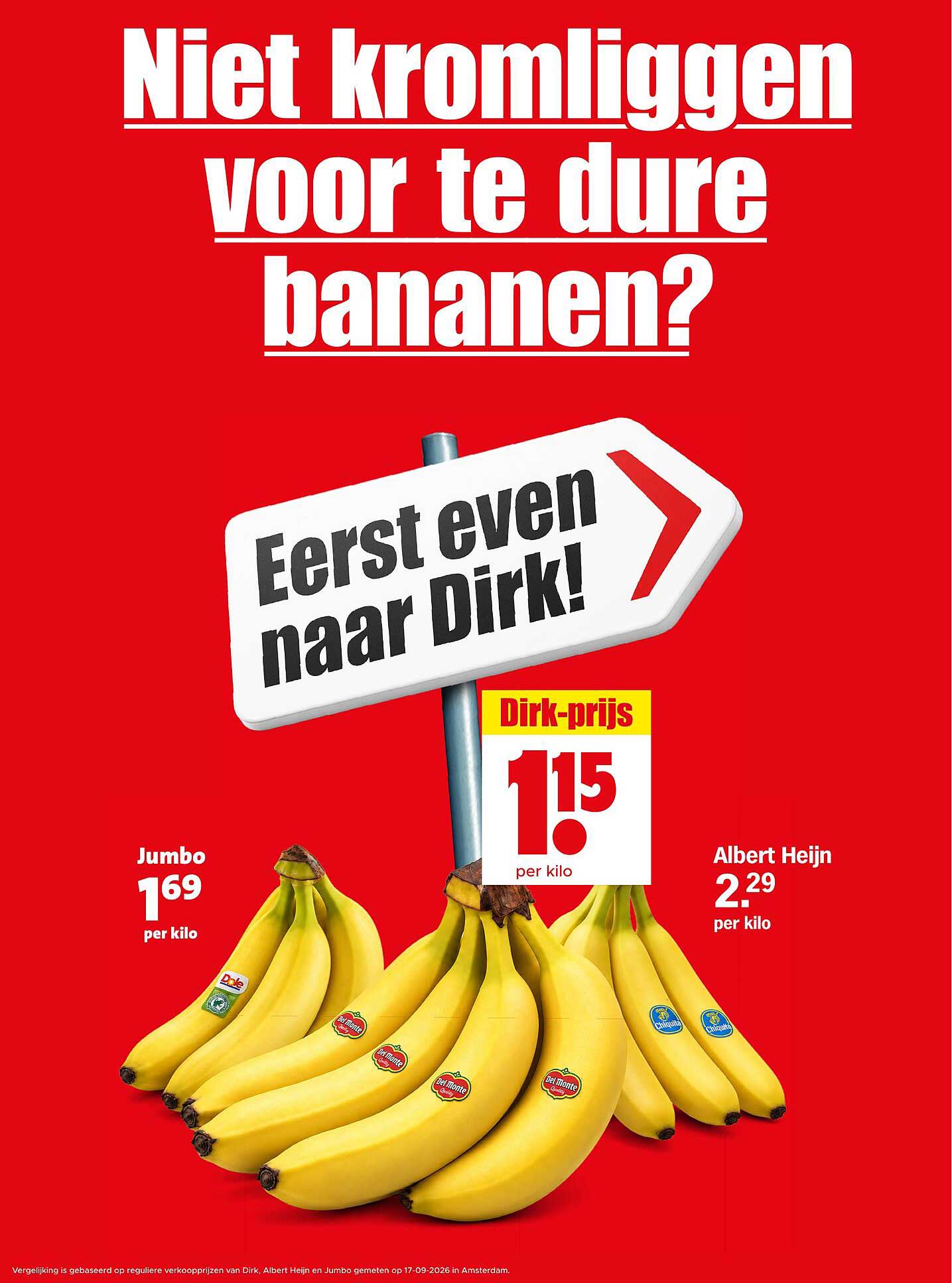 Niet kromliggen voor te dure bananen? Eerst even naar Dirk!