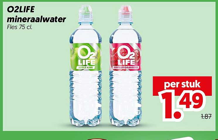 O2LIFE mineraalwater Fles 75 cl.