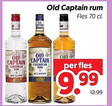 Old Captain rum Fles 70 cl. per fles