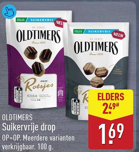 OLDTIMERS Suikervrije drop OP=OP. Meerdere varianten verkrijgbaar. 100 g.