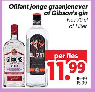 Olifant jonge graanjenever of Gibson’s gin