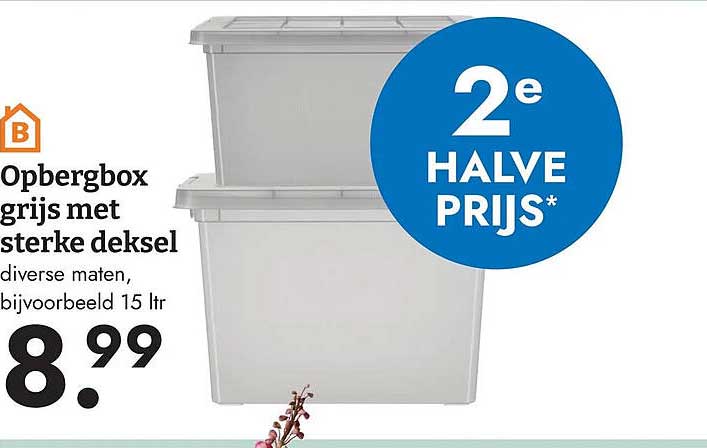 Opbergbox grijs met sterke deksel 2e HALVE PRIJS*