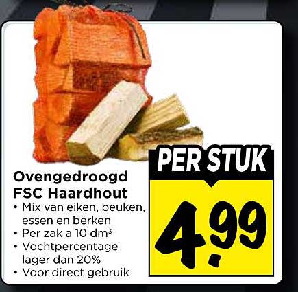 Ovendroogd FSC Hardhout PER STUK