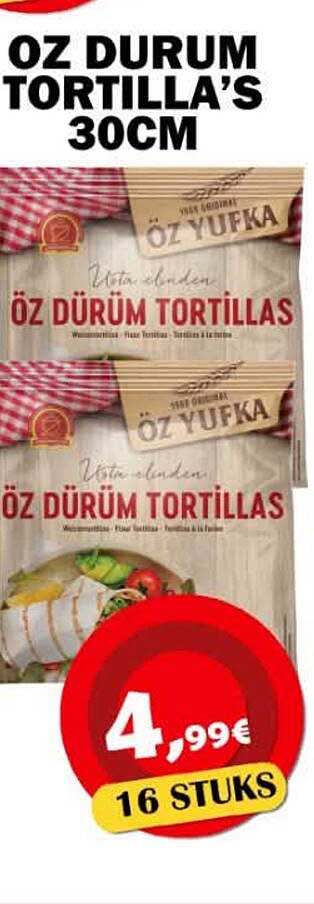 ÖZ DURUM TORTILLA'S 30CM 16 STUKS