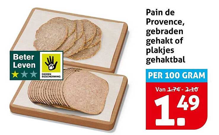 Pain de Provence, gebraden gehakt of plakjes gehaktbal