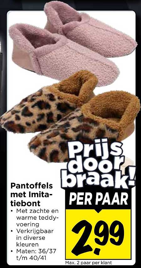 Pantoffels met imitatiebont