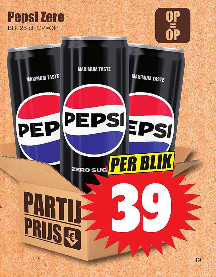 Pepsi Zero Blik 25 cl. OP=OP