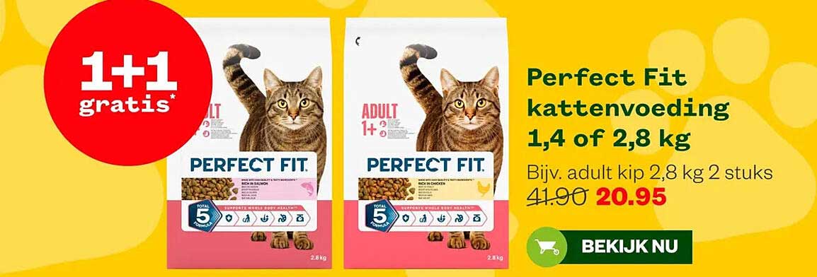 Perfect Fit kattenvoeding 1,4 of 2,8 kg 1+1 gratis
