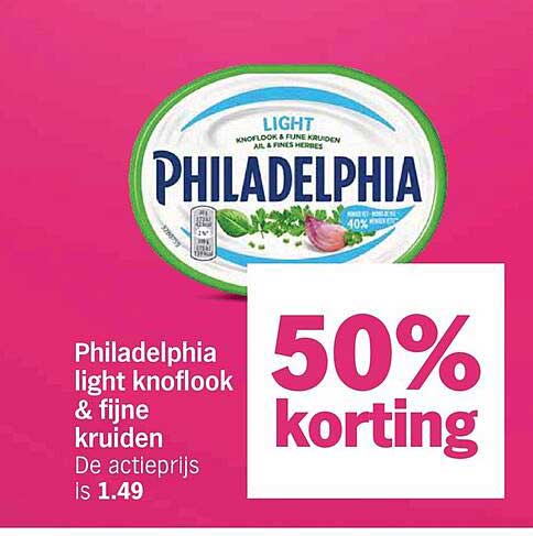 Philadelphia light knoflook & fijne kruiden 50% korting