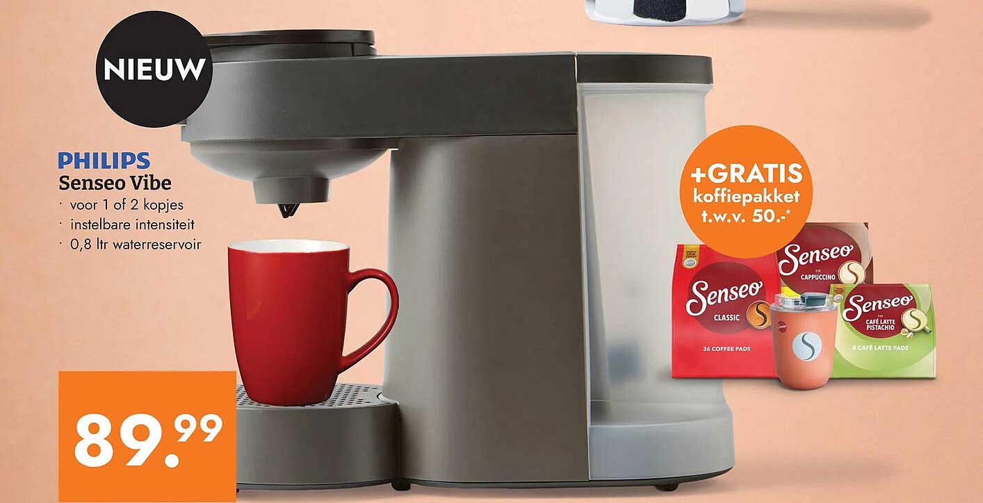 PHILIPS Senseo Vibe +GRATIS koffiepakket t.w.v. 50.-