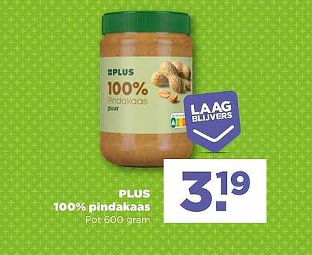 PLUS 100% pindakaas Pot 600 gram