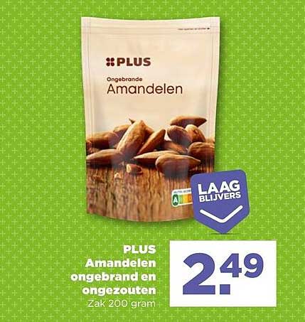 PLUS Amandelen ongebrand en ongezouten Zak 200 gram