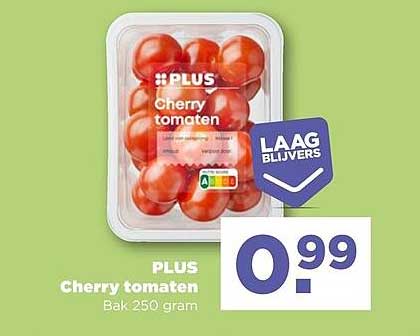 PLUS Cherry tomaten Bak 250 gram LAAG BLIJVERS