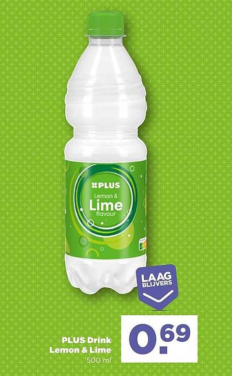 PLUS Drink Lemon & Lime 500 ml LAAG BLIJVERS