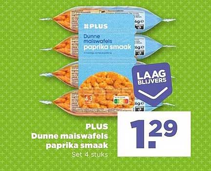 PLUS Dunne maiswafels paprika smaak Set 4 stuks