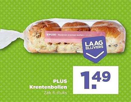 PLUS Krentenbollen Zak 6 stuks