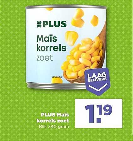 PLUS Mais korrels zoet Blik 340 gram