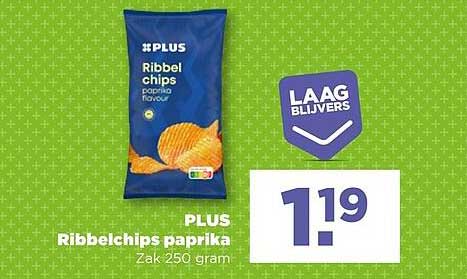 PLUS Ribbelchips paprika Zak 250 gram