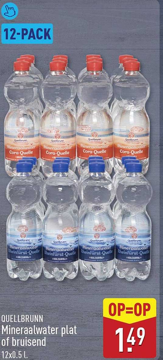 QUELLBRUNN Mineraalwater plat of bruisend 12x0.5 l. OP=OP